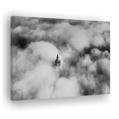 Woolworth Tower New York Black and White Art Vintage City Architecture Print, Canvas Print Wall Art Decor