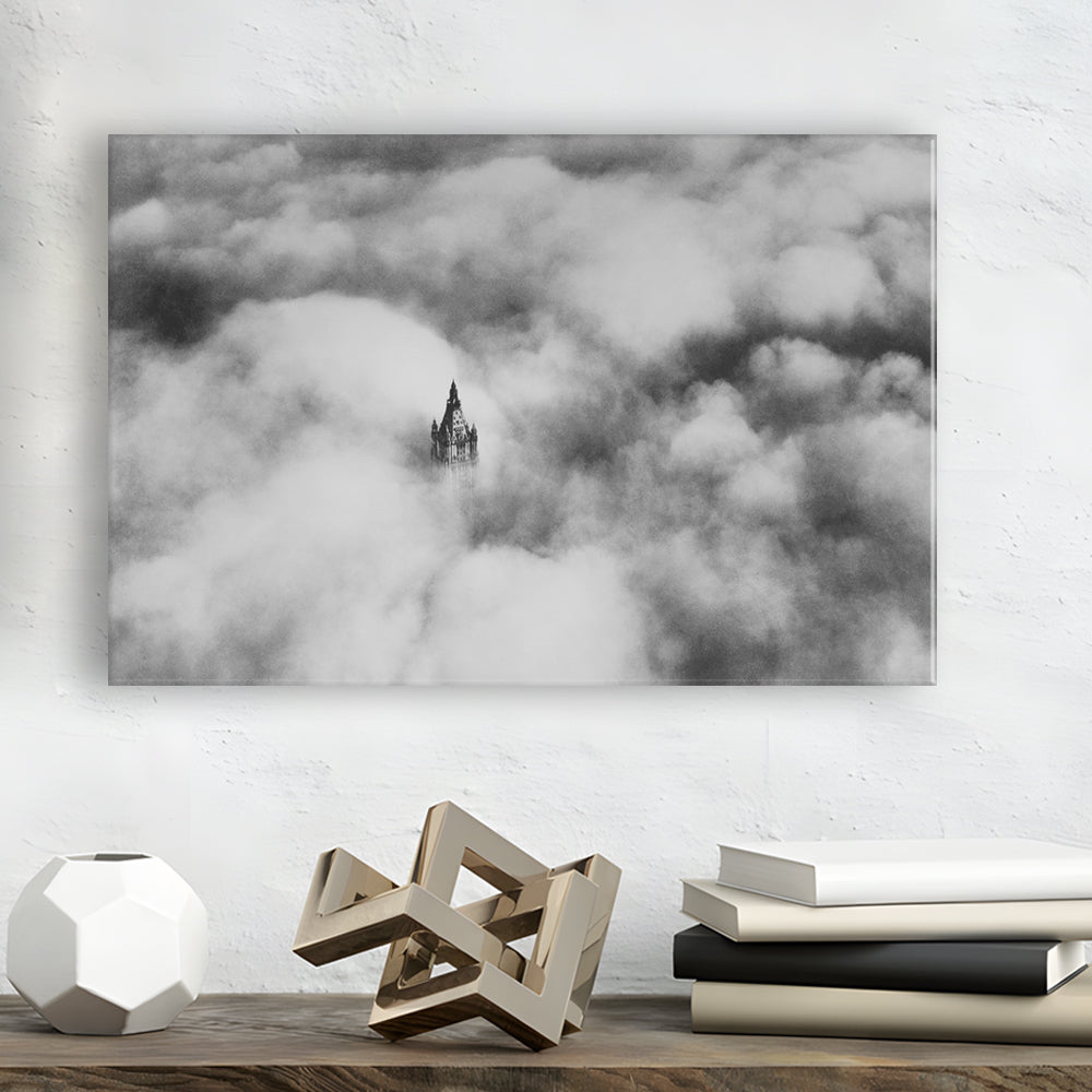 Woolworth Tower New York Black and White Art Vintage City Architecture Print, Canvas Print Wall Art Decor