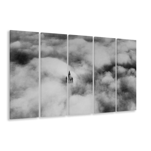 Woolworth Tower New York Black and White Art Vintage City Architecture Print, 5 Pieces Large Canvas Print