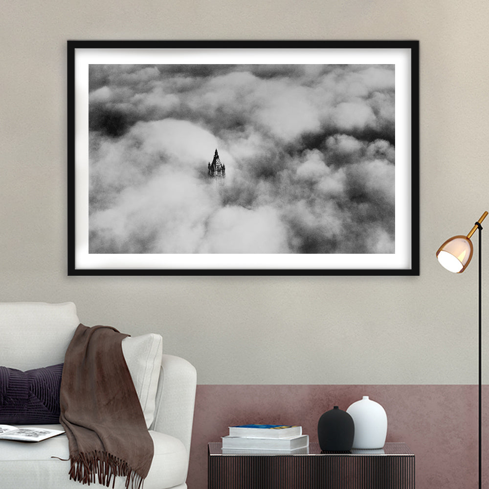 Woolworth Tower New York Black and White Art Vintage City Architecture Print, Framed Art Print White Border Wall Decor
