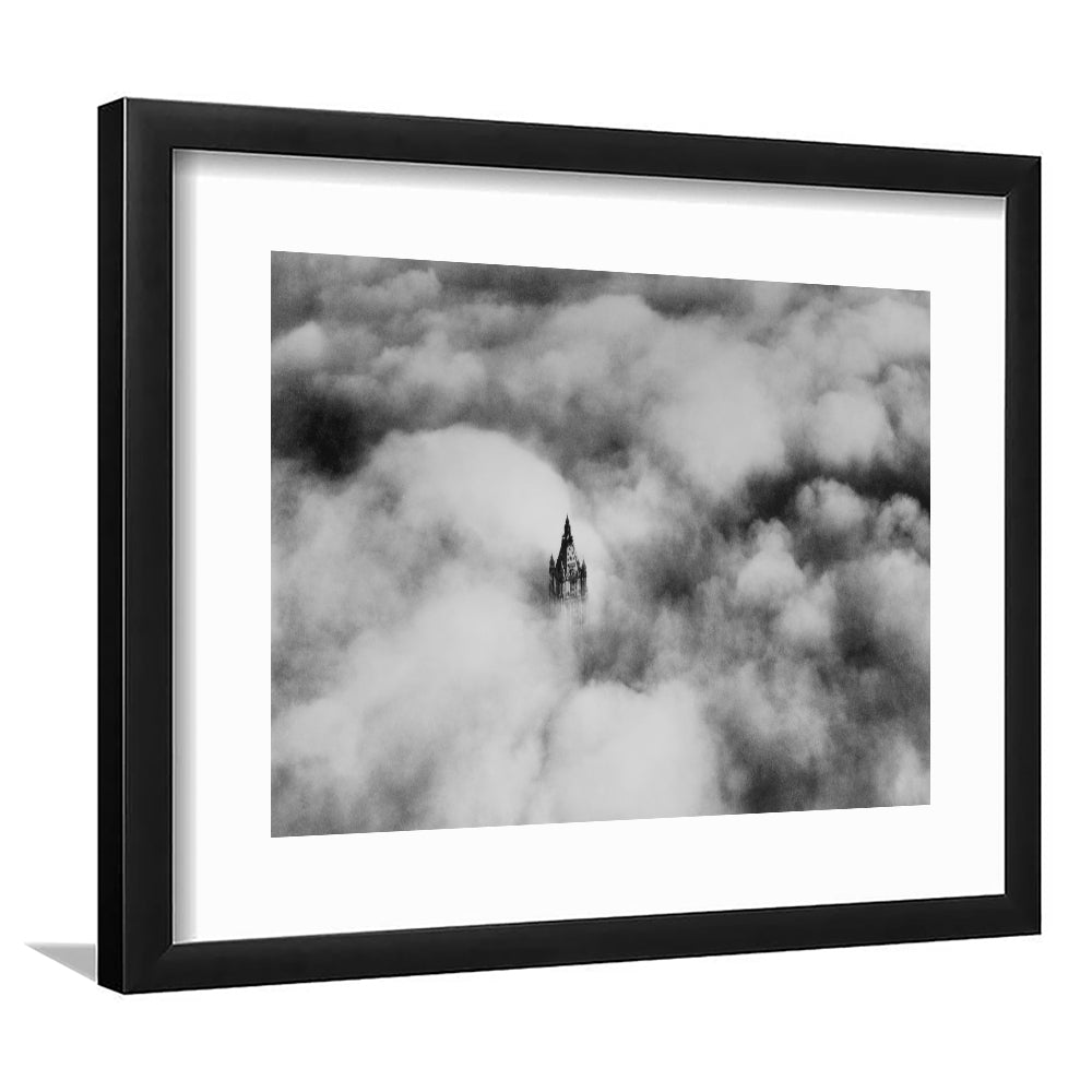 Woolworth Tower New York Black and White Art Vintage City Architecture Print, Framed Art Print White Border Wall Decor