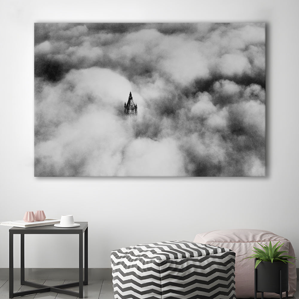 Woolworth Tower New York Black and White Art Vintage City Architecture Print, Canvas Print Wall Art Decor