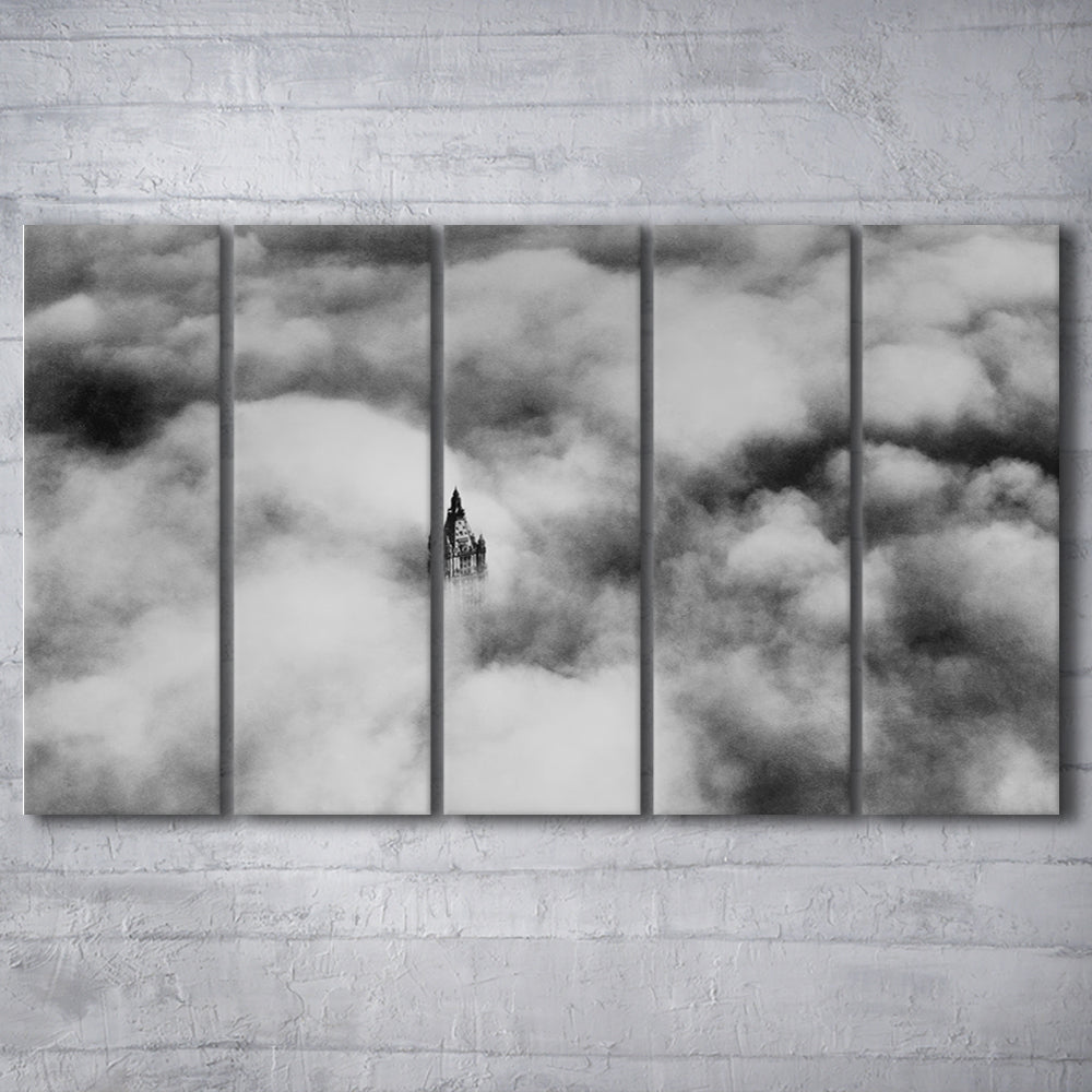 Woolworth Tower New York Black and White Art Vintage City Architecture Print, 5 Pieces Large Canvas Print