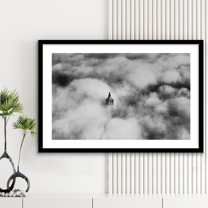 Woolworth Tower New York Black and White Art Vintage City Architecture Print, Framed Art Print White Border Wall Decor