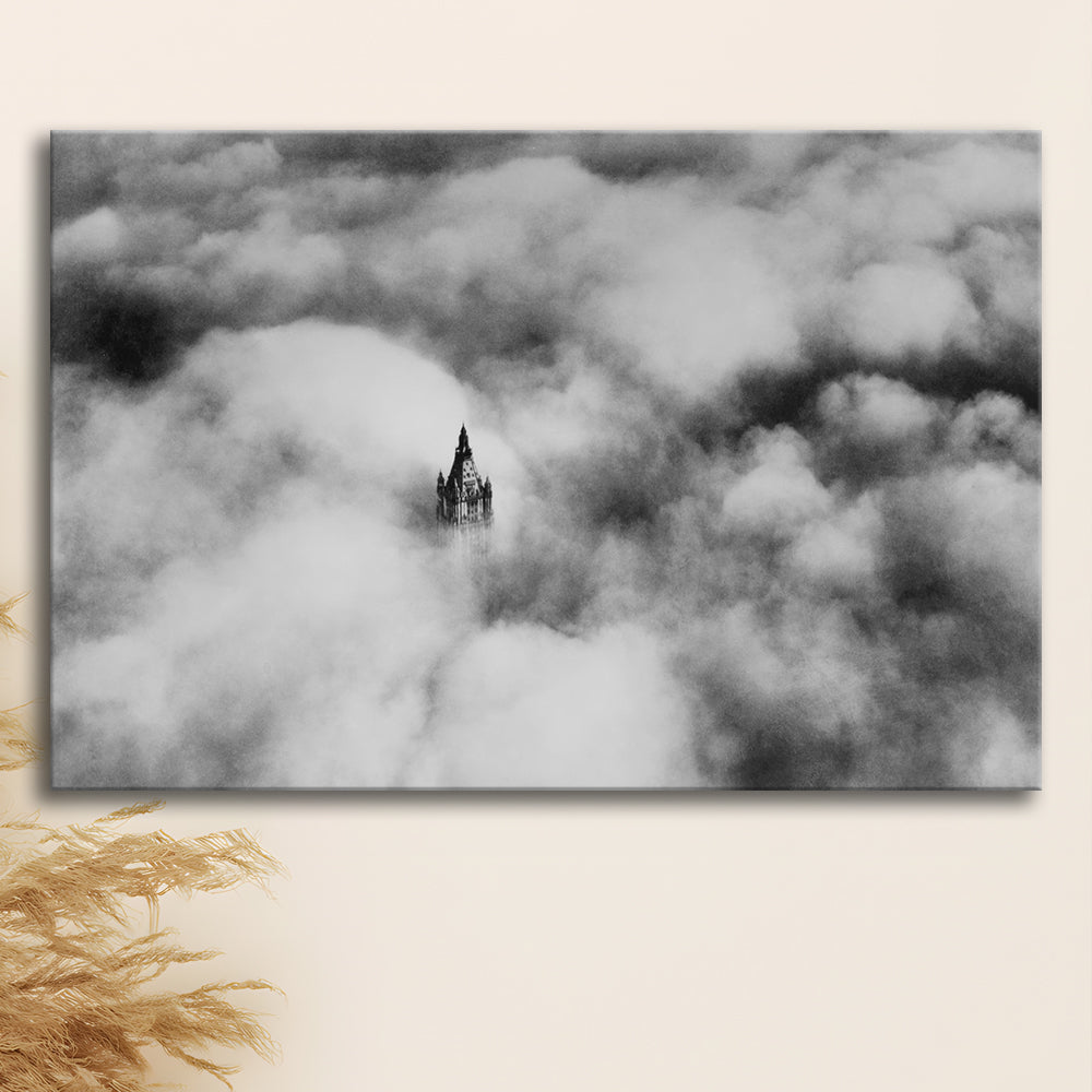 Woolworth Tower New York Black and White Art Vintage City Architecture Print, Canvas Print Wall Art Decor