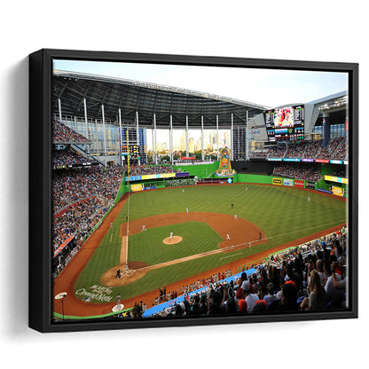 World Baseball Classic Marlins Park, Stadium Canvas, Sport Art, Framed Canvas Print Wall Art, Floating Frame