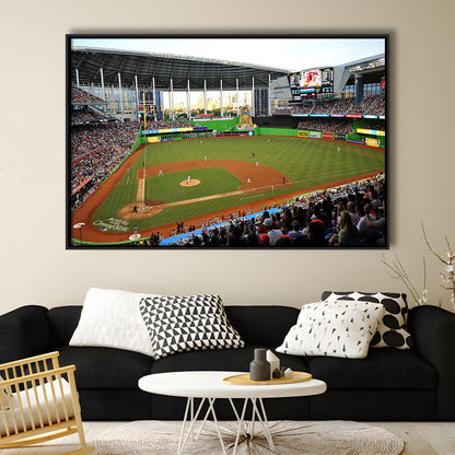 World Baseball Classic Marlins Park, Stadium Canvas, Sport Art, Framed Canvas Print Wall Art, Floating Frame