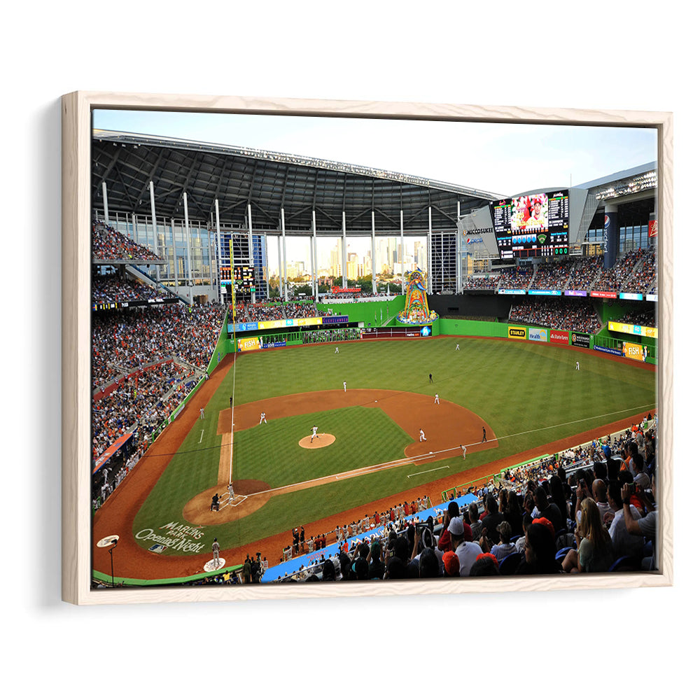 World Baseball Classic Marlins Park, Stadium Canvas, Sport Art, Framed Canvas Print Wall Art, Floating Frame