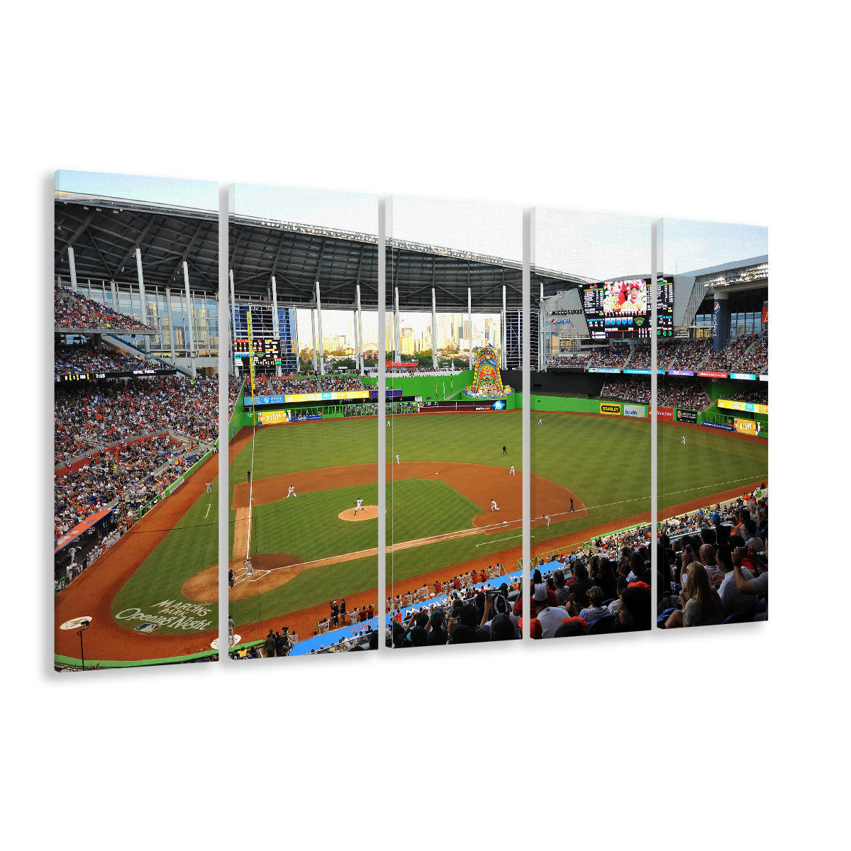 World Baseball Classic Marlins Park, Stadium Canvas, Sport Art, 5 Panel B, Extra Large Canvas, Canvas Print Wall Art