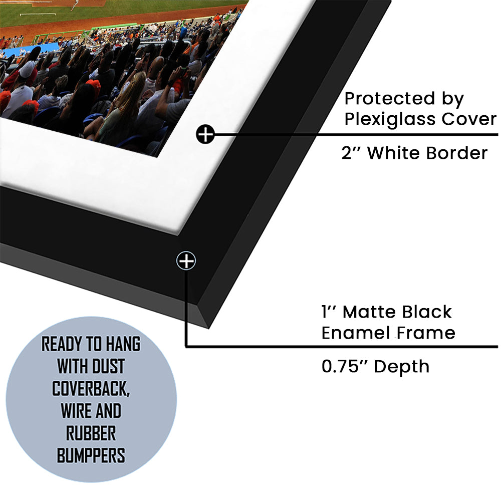 World Baseball Classic Marlins Park, Stadium Canvas, Sport Art, Gift for him, White Border Framed Art Print Wall Decor