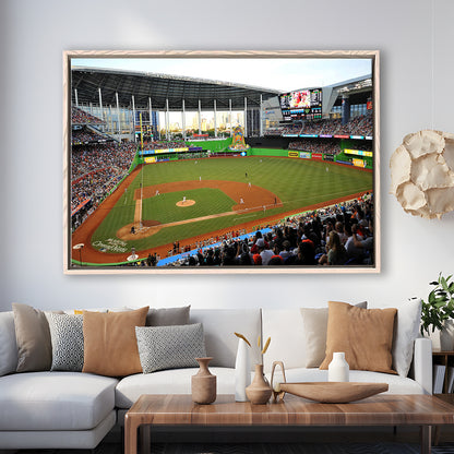 World Baseball Classic Marlins Park, Stadium Canvas, Sport Art, Framed Canvas Print Wall Art, Floating Frame