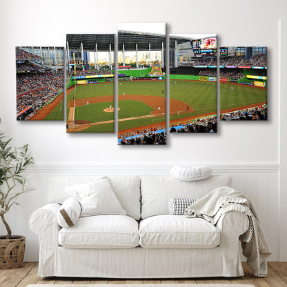 World Baseball Classic Marlins Park, Stadium Canvas, Sport Art, Gift for him, 5 Panel, Large Canvas, Canvas Print Wall Art