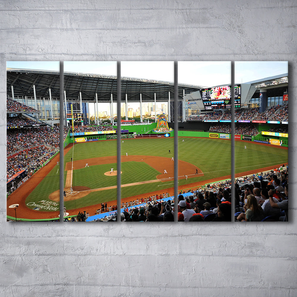 World Baseball Classic Marlins Park, Stadium Canvas, Sport Art, 5 Panel B, Extra Large Canvas, Canvas Print Wall Art