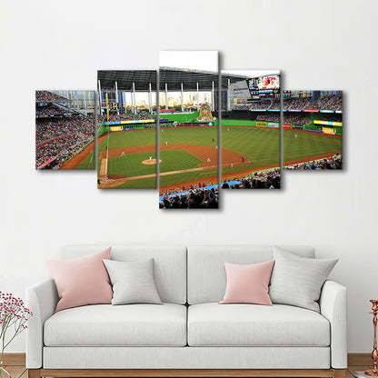 World Baseball Classic Marlins Park, Stadium Canvas, Sport Art, Gift for him, 5 Panel, Large Canvas, Canvas Print Wall Art