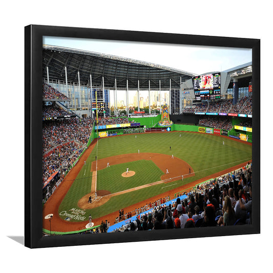 World Baseball Classic Marlins Park, Stadium Canvas, Sport Art, Gift for him, Framed Art Print Wall Decor, Picture Framed