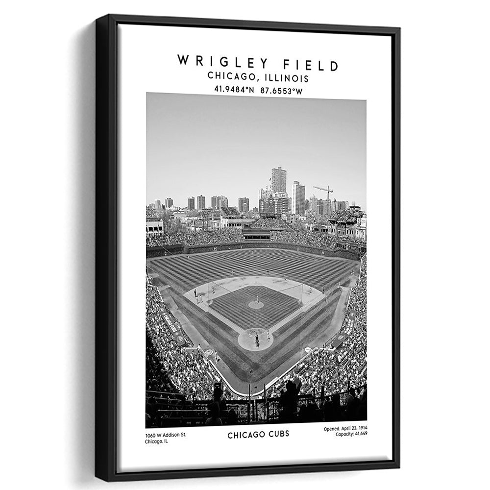 Wrigley Field Stadium Black And White, Chicago Cubs Baseball Stadium Wall Art, Framed Canvas Prints Wall Art