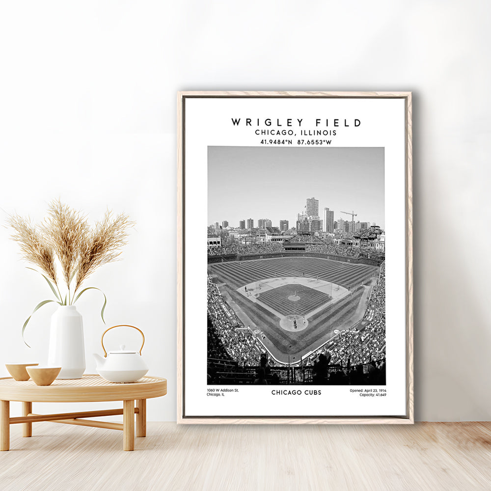 Wrigley Field Stadium Black And White, Chicago Cubs Baseball Stadium Wall Art, Framed Canvas Prints Wall Art