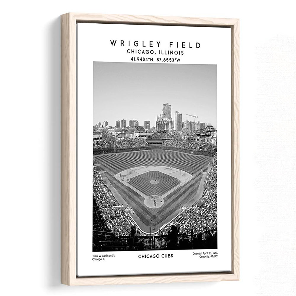 Wrigley Field Stadium Black And White, Chicago Cubs Baseball Stadium Wall Art, Framed Canvas Prints Wall Art