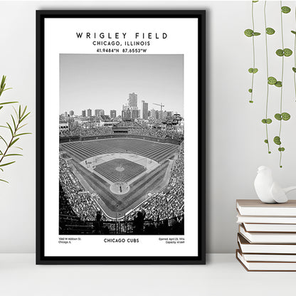 Wrigley Field Stadium Black And White, Chicago Cubs Baseball Stadium Wall Art, Framed Canvas Prints Wall Art