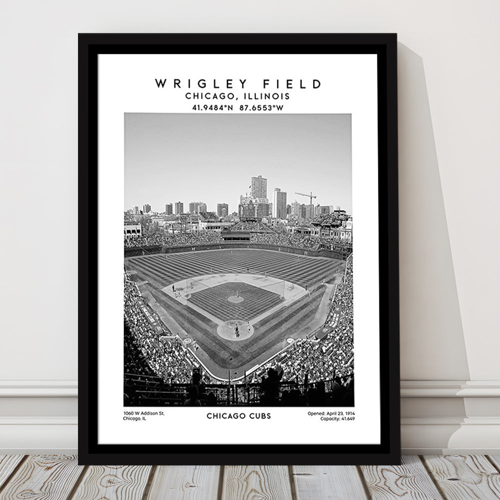 Wrigley Field Stadium Black And White, Chicago Cubs Baseball Stadium Wall Art, Framed Canvas Prints Wall Art