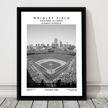 Wrigley Field Stadium Black And White, Chicago Cubs Baseball Stadium Wall Art, Framed Canvas Prints Wall Art