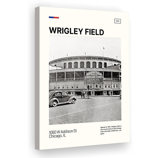 Wrigley Field Black and White Print, Chicago Cubs Stadium Canvas Art, Fan Gifts, Sport Art, Canvas Print Wall Art