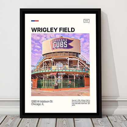 Wrigley Field Bleachers Print, Chicago Cubs Stadium Canvas Art, Man Cave Gift, Floating Framed Canvas Print Wall Art