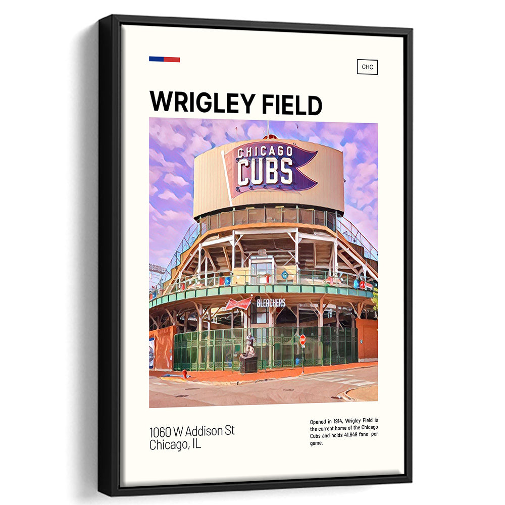 Wrigley Field Bleachers Print, Chicago Cubs Stadium Canvas Art, Man Cave Gift, Floating Framed Canvas Print Wall Art