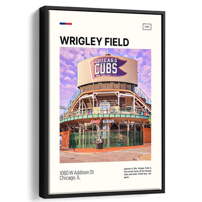 Wrigley Field Bleachers Print, Chicago Cubs Stadium Canvas Art, Man Cave Gift, Floating Framed Canvas Print Wall Art