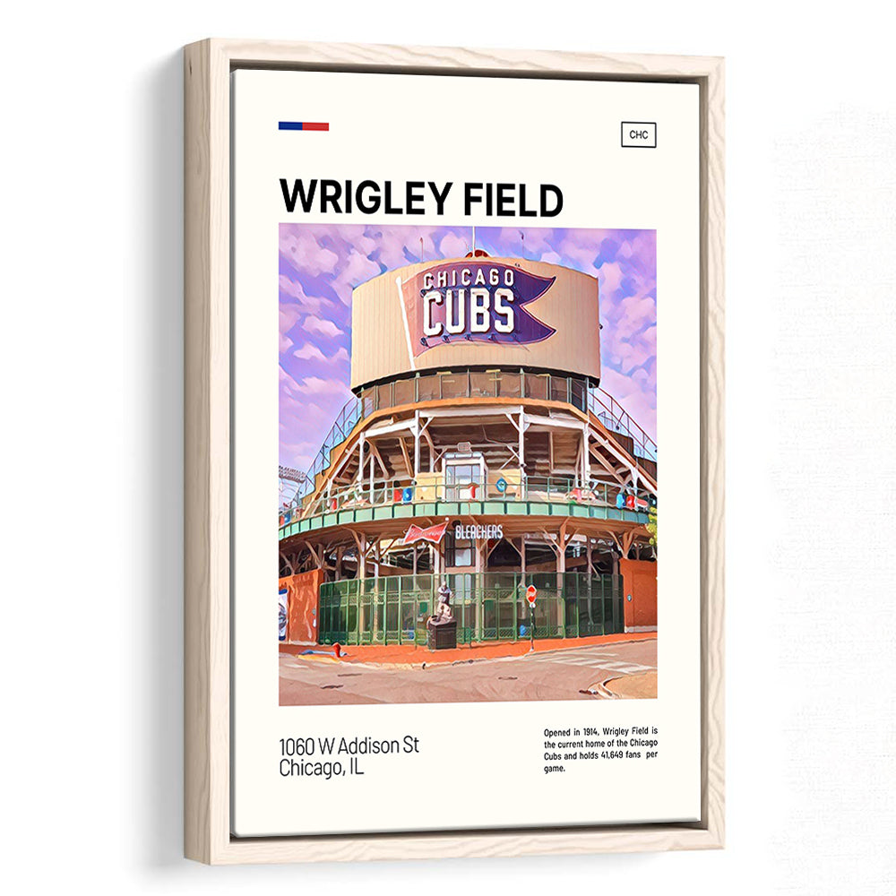 Wrigley Field Bleachers Print, Chicago Cubs Stadium Canvas Art, Man Cave Gift, Floating Framed Canvas Print Wall Art
