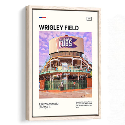 Wrigley Field Bleachers Print, Chicago Cubs Stadium Canvas Art, Man Cave Gift, Floating Framed Canvas Print Wall Art