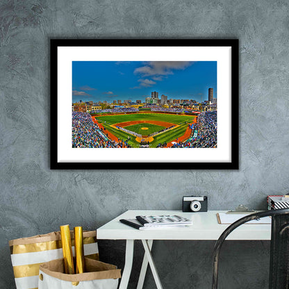 Wrigley Field Chicago, Stadium Canvas, Sport Art, Gift for him, White Border Framed Art Print Wall Decor