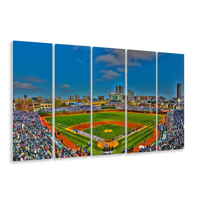 Wrigley Field Chicago, Stadium Canvas, Sport Art, 5 Panel B, Extra Large Canvas, Canvas Print Wall Art