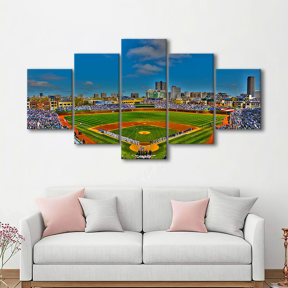 Wrigley Field Chicago, Stadium Canvas, Sport Art, Gift for him, 5 Panel, Large Canvas, Canvas Print Wall Art