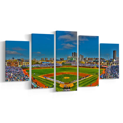 Wrigley Field Chicago, Stadium Canvas, Sport Art, Gift for him, 5 Panel, Large Canvas, Canvas Print Wall Art