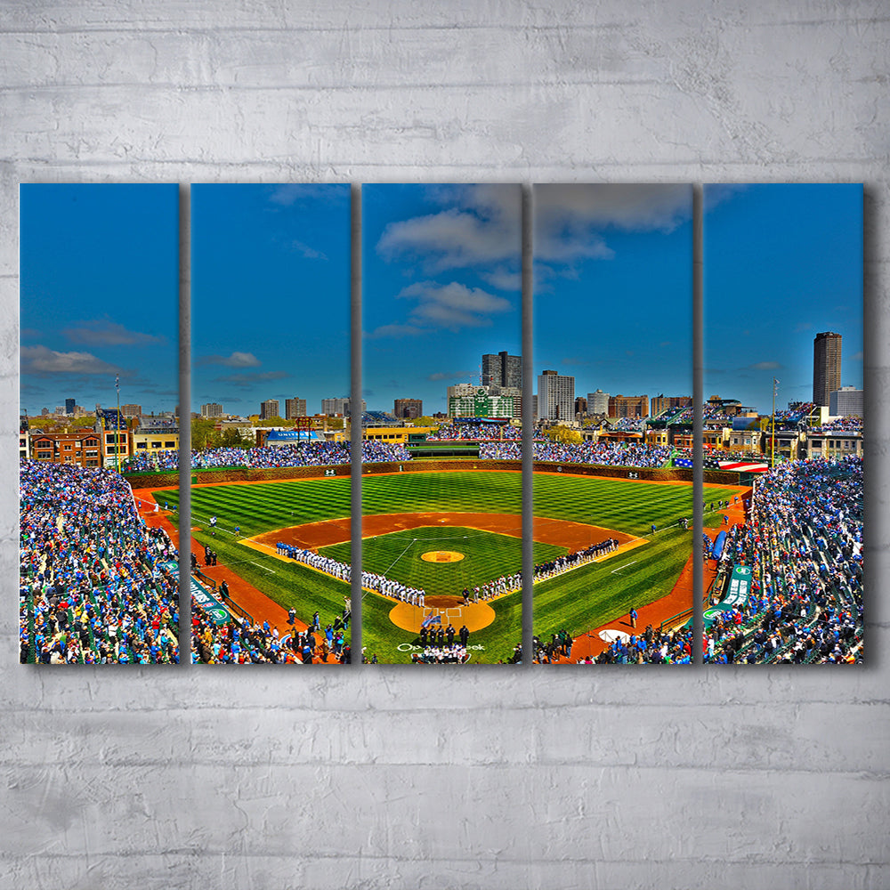 Wrigley Field Chicago, Stadium Canvas, Sport Art, 5 Panel B, Extra Large Canvas, Canvas Print Wall Art