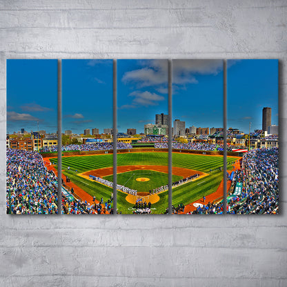 Wrigley Field Chicago, Stadium Canvas, Sport Art, 5 Panel B, Extra Large Canvas, Canvas Print Wall Art