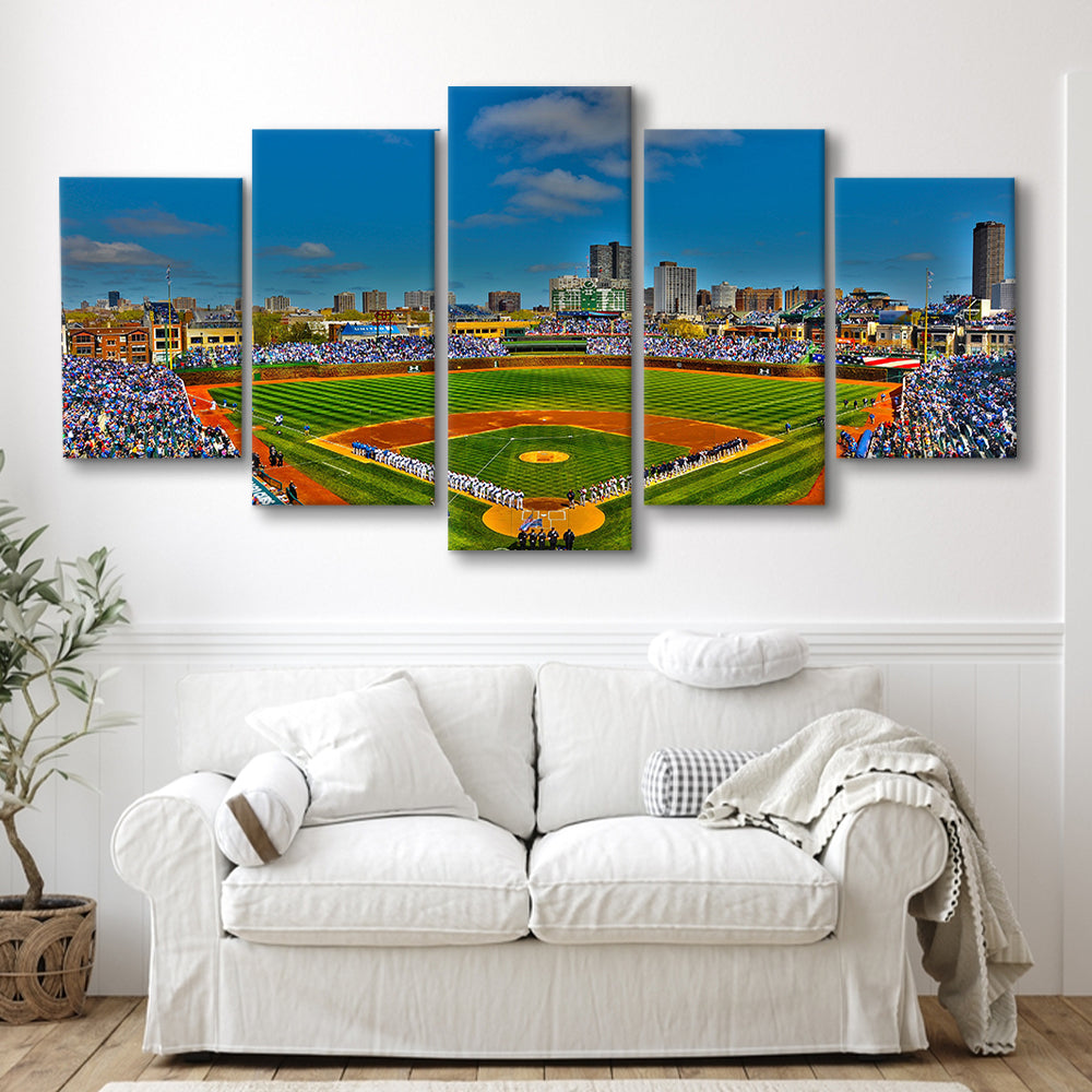 Wrigley Field Chicago, Stadium Canvas, Sport Art, Gift for him, 5 Panel, Large Canvas, Canvas Print Wall Art