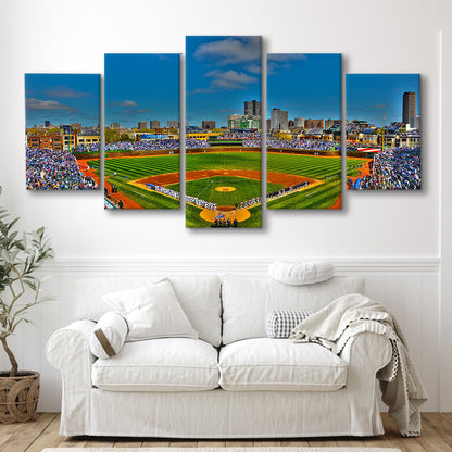 Wrigley Field Chicago, Stadium Canvas, Sport Art, Gift for him, 5 Panel, Large Canvas, Canvas Print Wall Art