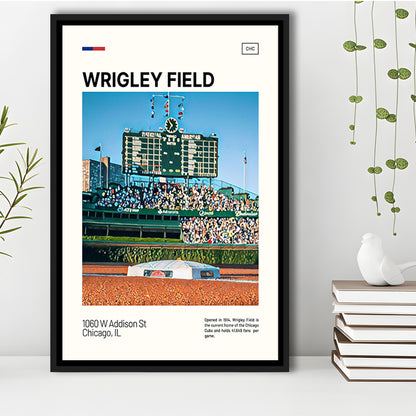 Wrigley Field Scoreboard Print, Chicago Cubs Stadium Canvas Art, Man Cave Gift, Floating Framed Canvas Print Wall Art