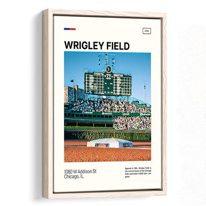Wrigley Field Scoreboard Print, Chicago Cubs Stadium Canvas Art, Man Cave Gift, Floating Framed Canvas Print Wall Art
