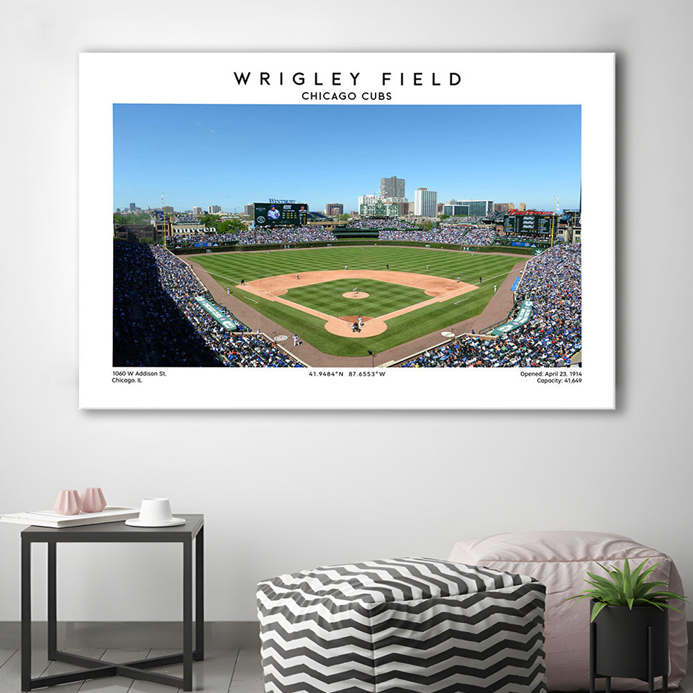 Wrigley Field, Chicago Cubs Baseball Stadium Wall Art Print, Sport Art Print, Canvas Print Wall Art, Man Cave Gift