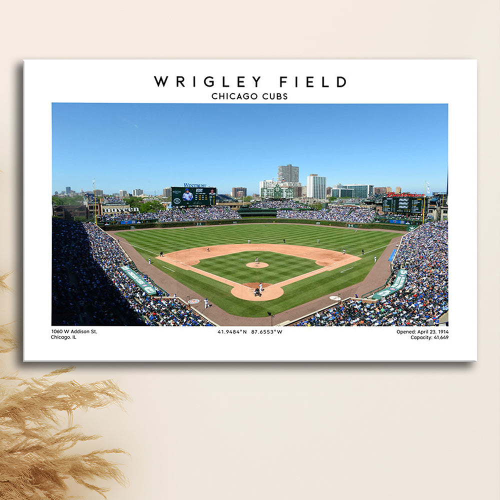 Wrigley Field, Chicago Cubs Baseball Stadium Wall Art Print, Sport Art Print, Canvas Print Wall Art, Man Cave Gift