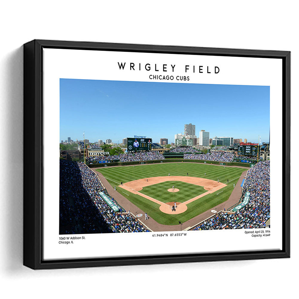 Wrigley Field, Chicago Cubs Baseball Stadium Wall Art Print, Sport Art Print, Framed Canvas Print Wall Art