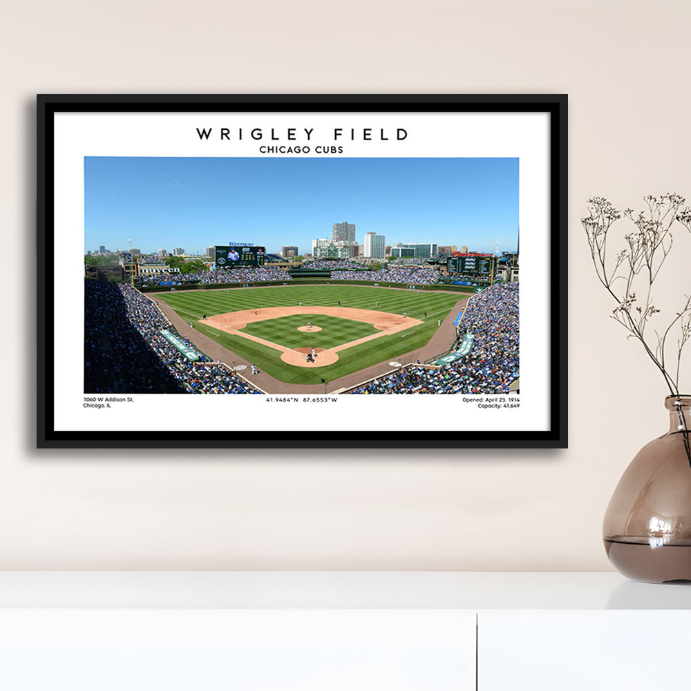 Wrigley Field, Chicago Cubs Baseball Stadium Wall Art Print, Sport Art Print, Framed Canvas Print Wall Art