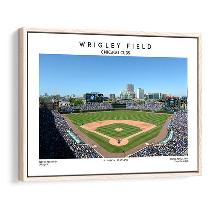 Wrigley Field, Chicago Cubs Baseball Stadium Wall Art Print, Sport Art Print, Framed Canvas Print Wall Art