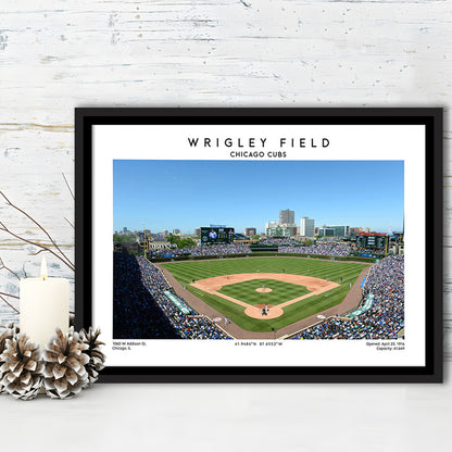 Wrigley Field, Chicago Cubs Baseball Stadium Wall Art Print, Sport Art Print, Framed Canvas Print Wall Art