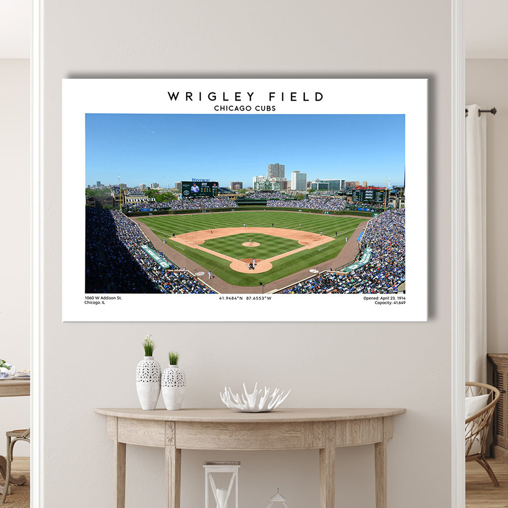 Wrigley Field, Chicago Cubs Baseball Stadium Wall Art Print, Sport Art Print, Canvas Print Wall Art, Man Cave Gift