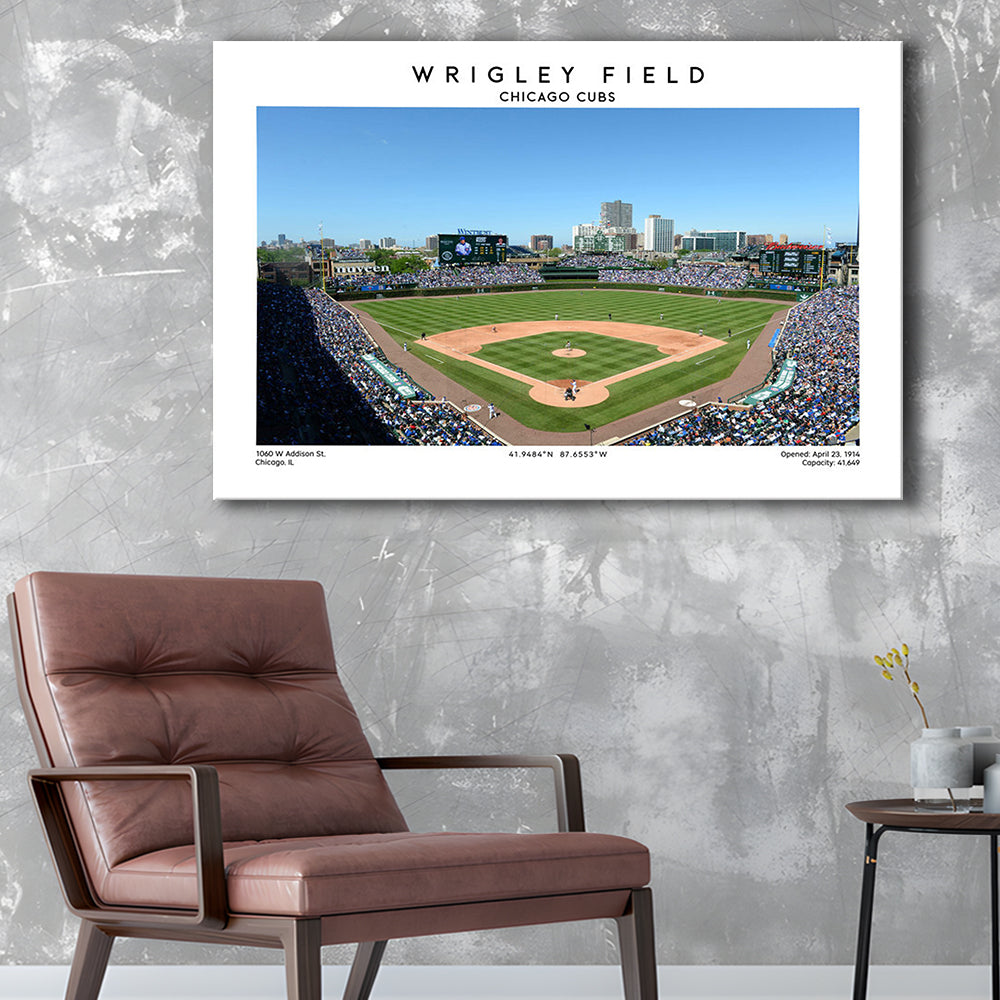 Wrigley Field, Chicago Cubs Baseball Stadium Wall Art Print, Sport Art Print, Canvas Print Wall Art, Man Cave Gift