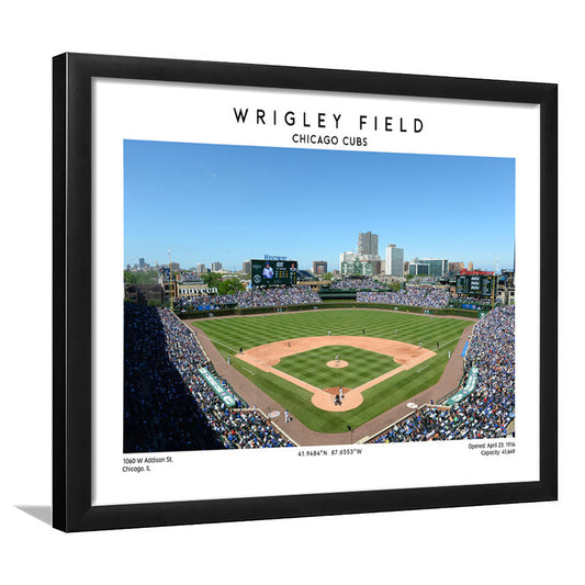 Wrigley Field, Chicago Cubs Baseball Stadium Wall Art Print, Sport Art Print, Framed Art Print Wall Decor
